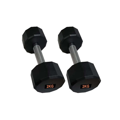 Round Hex Dumbbells with Anti-Roll Design – Rubber Coated Weights for Safe, Quiet Workouts with Ergonomic Grip | Available in Singles, Pairs & Full Sets