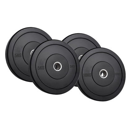 Durable Olympic Rubber Bumper Plates – Heavy Duty 2" Weight Plates for Strength Training, CrossFit & Lifting | Low Bounce, Floor Safe Design in Singles, Pairs & Sets