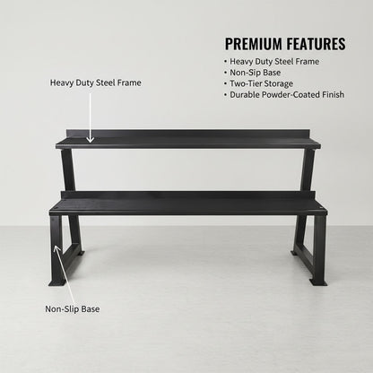 Heavy-Duty 2-Tier Kettlebell Storage Rack – Steel Weight Organizer for Kettlebells