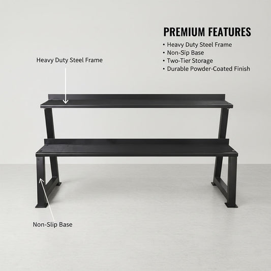 Heavy-Duty 2-Tier Kettlebell Storage Rack – Steel Weight Organizer for Kettlebells