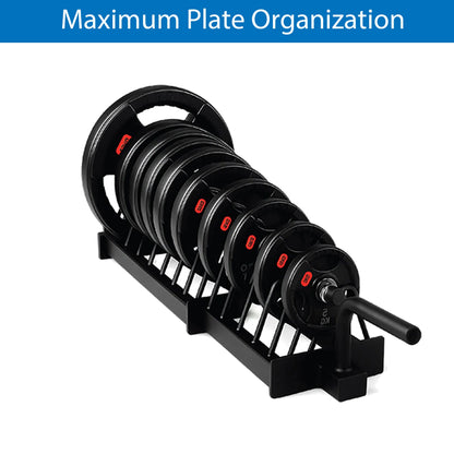 Portable Horizontal Weight Plate Rack with Wheels, Heavy-Duty Steel Plate & Barbell Storage Cart