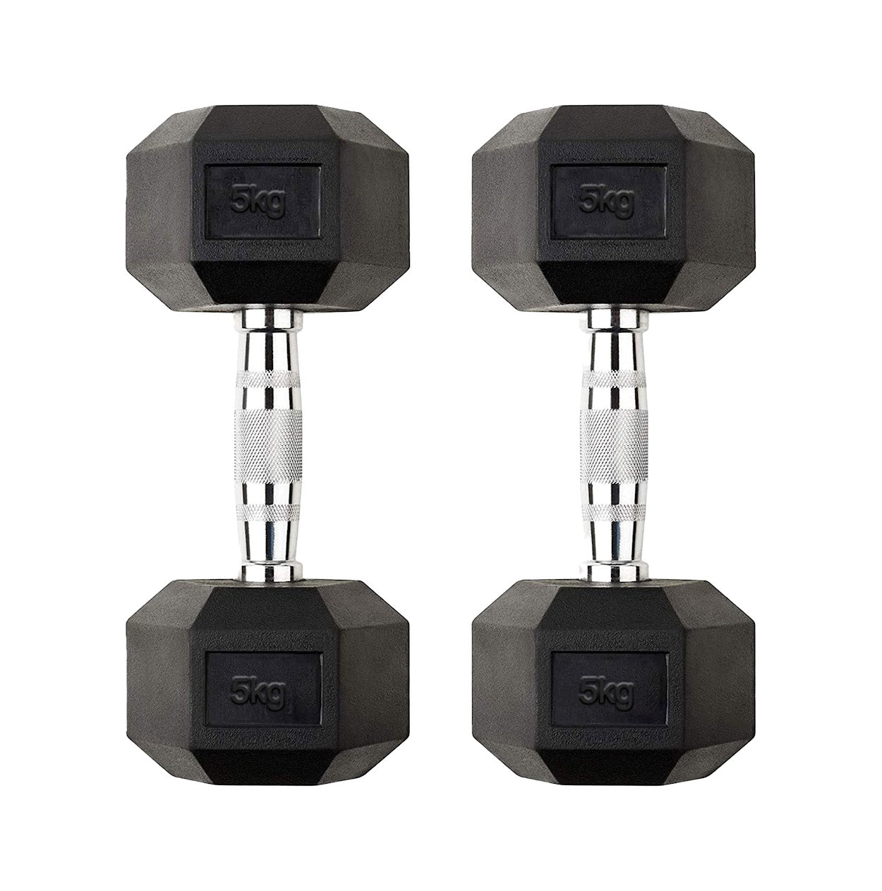 Hex Dumbbells 2.5kg–60kg Pairs & Sets – Rubber-Coated Anti-Roll Weights with Knurled Steel Grip – Strength Training Dumbbell Set for Home Gym or Studio