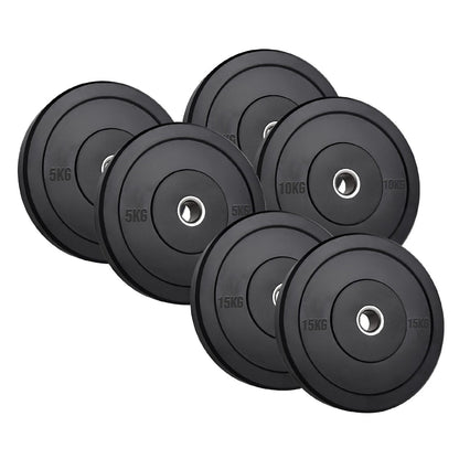 Durable Olympic Rubber Bumper Plates – Heavy Duty 2" Weight Plates for Strength Training, CrossFit & Lifting | Low Bounce, Floor Safe Design in Singles, Pairs & Sets