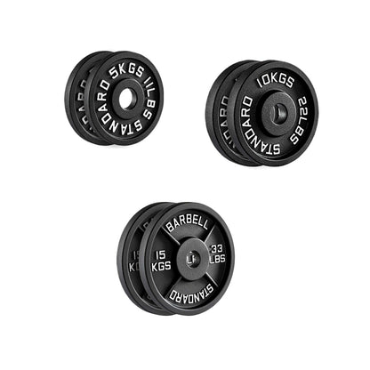 Durable Cast Iron Weight Plates for Home & Commercial Gyms – Standard 2" Hole for Olympic Barbells, Compact Design for Powerlifting, Bodybuilding & Full-Body Strength Training
