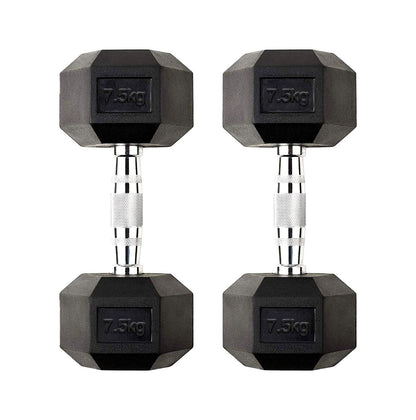 Hex Dumbbells 2.5kg–60kg Pairs & Sets – Rubber-Coated Anti-Roll Weights with Knurled Steel Grip – Strength Training Dumbbell Set for Home Gym or Studio