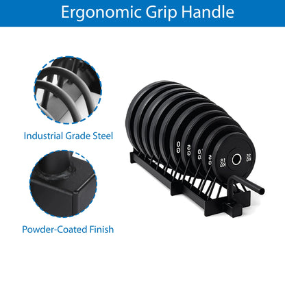Portable Horizontal Weight Plate Rack with Wheels, Heavy-Duty Steel Plate & Barbell Storage Cart
