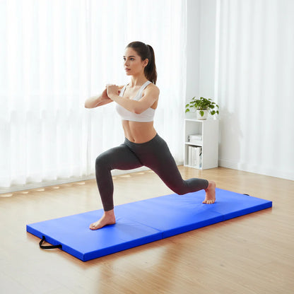 Tri-Fold Gymnastics Mat – 5cm Thick PU Leather, Non-Slip, Foldable Exercise Mat