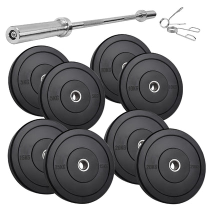 Durable Olympic Rubber Bumper Plates – Heavy Duty 2" Weight Plates for Strength Training, CrossFit & Lifting | Low Bounce, Floor Safe Design in Singles, Pairs & Sets
