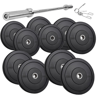 Durable Olympic Rubber Bumper Plates – Heavy Duty 2" Weight Plates for Strength Training, CrossFit & Lifting | Low Bounce, Floor Safe Design in Singles, Pairs & Sets