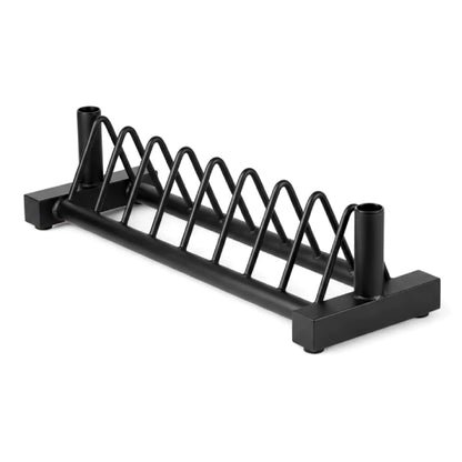 Portable Horizontal Plate Rack with Wheels, Heavy-Duty Steel Barbell & Weight Plate Storage Stand for Olympic & Standard Plates Home Gym