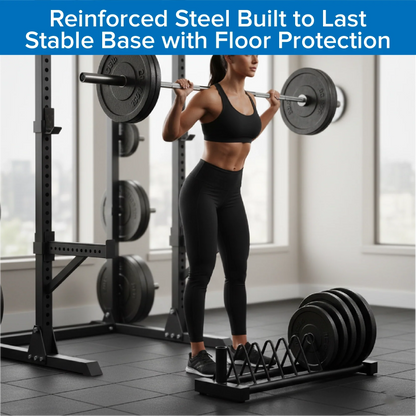 Portable Horizontal Plate Rack with Wheels, Heavy-Duty Steel Barbell & Weight Plate Storage Stand for Olympic & Standard Plates Home Gym