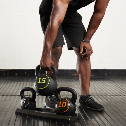 Total Body Kettlebell Kit – 3 Piece Set for Full Range Strength, Cardio & Conditioning | Ergonomic Weights for Home & Gym Workouts | Durable & Balanced Design