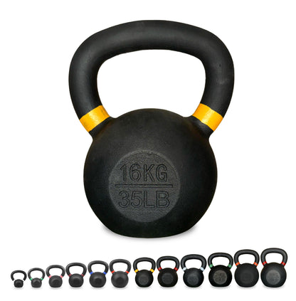 Heavy Duty Cast Iron Kettlebells – Durable Black Finish, Ergonomic Handle Strength Training Weights for Home Gym