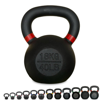 Heavy Duty Cast Iron Kettlebells – Durable Black Finish, Ergonomic Handle Strength Training Weights for Home Gym