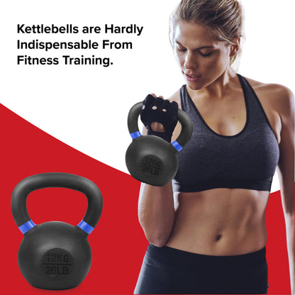Heavy Duty Cast Iron Kettlebells – Durable Black Finish, Ergonomic Handle Strength Training Weights for Home Gym