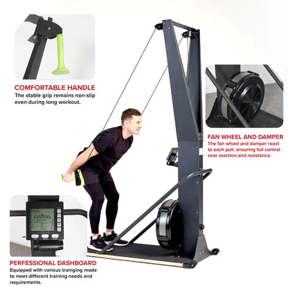 Indoor Ski Exercise Machine – Full-Body Nordic Trainer with LED Display | Adjustable Resistance for High-Intensity Cardio, Strength & Endurance Home Workouts