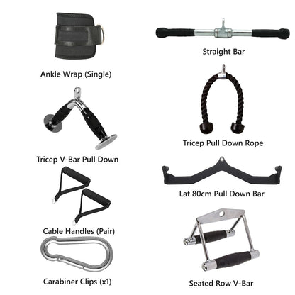 Complete Cable Machine Attachment Sets for Full Body Workouts – Includes Tricep, Row, Lat, Ankle, and Grip Tools for Upper & Lower Body Muscle Targeting and Isolation