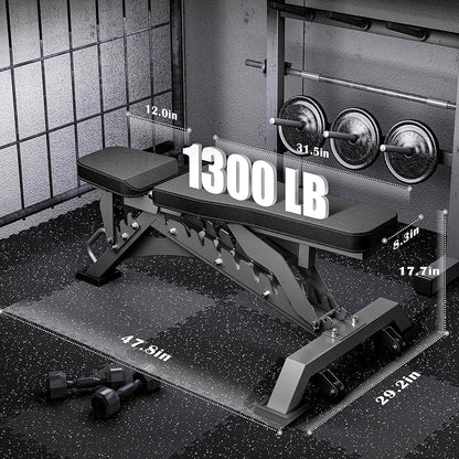 Heavy Duty Commercial Adjustable Weight Bench – 680kg Capacity | Flat, Incline & Decline Positions | Foldable Gym Bench for Home & Professional Strength Training