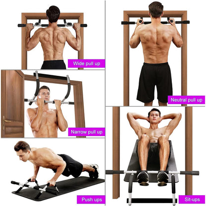 Heavy Duty Steel Door Pull Up Bar – Strengthen Your Upper Body Anywhere – 120kg Capacity, Non-Slip Grips, Easy Setup, Compact Design for Home & Office Fitness