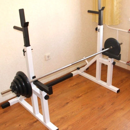 Heavy Duty Adjustable Squat & Bench Press Rack 2.0 – Steel, Gunmetal Finish, Dip Handles, High-Capacity Strength Training for Home Gym