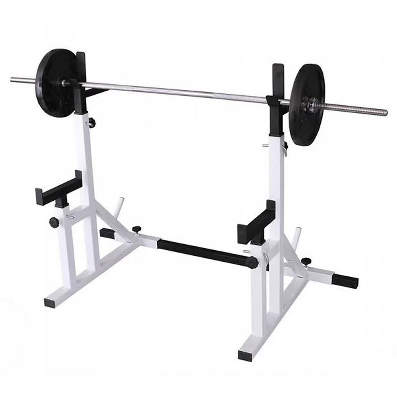 Heavy Duty Adjustable Squat & Bench Press Rack 2.0 – Steel, Gunmetal Finish, Dip Handles, High-Capacity Strength Training for Home Gym
