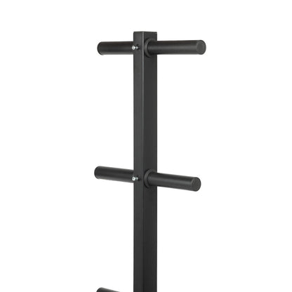 Heavy Duty Olympic Weight Tree & Bar Stand – 3 Tier Plate Rack with Barbell Holders, 200kg Capacity, Black Powder Coated Steel for Compact Home Gym Storage